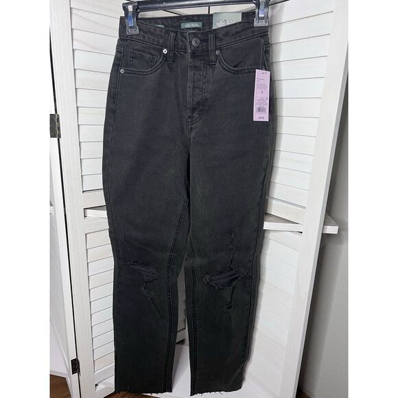 NWT Wild Fable Women's Sz 00 Super High Rise Distressed Straight Jeans Buttonfly - Picture 1 of 9